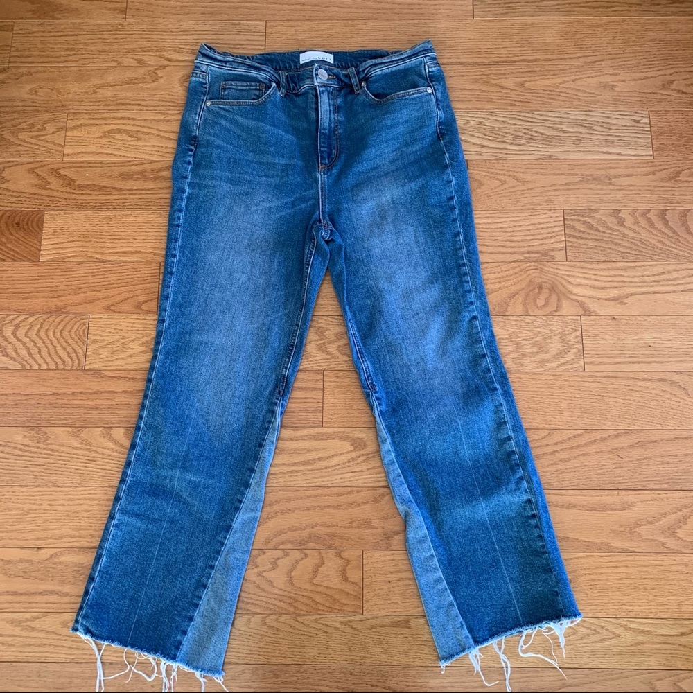 Wide leg cropped frayed denim
